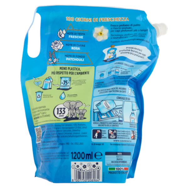 Spuma di Sciampagna Ammorbidente Concentrato Fresca Rugiada Ecoricarica 1200 ml