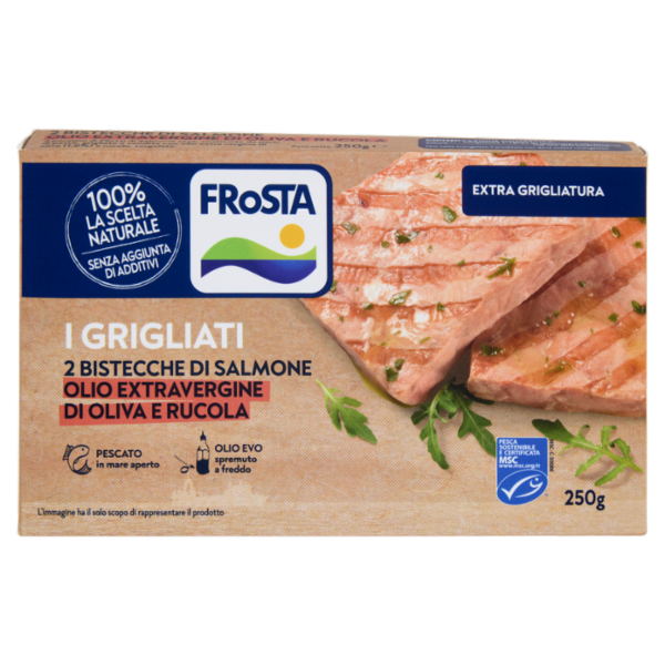 FRoSTA i Grigliati 2 Bistecche di Salmone Olio Extravergine di Oliva e Rucola 250 g