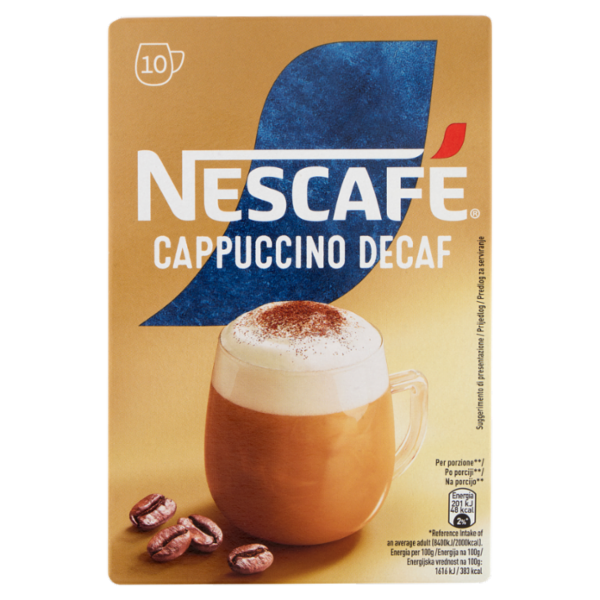 NESCAFÉ Cappuccino Decaf Solubile Decaffeinato, 10 bustine 125g