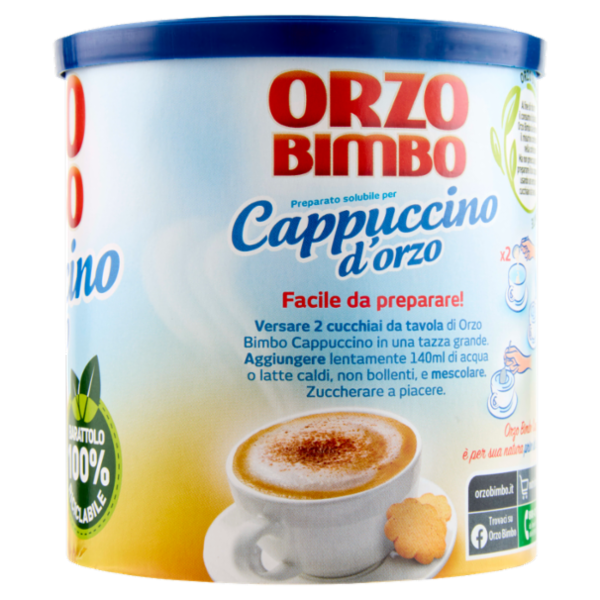 Orzo Bimbo, Cappuccino d'orzo, Preparato Solubile, con orzo italiano - 150 g
