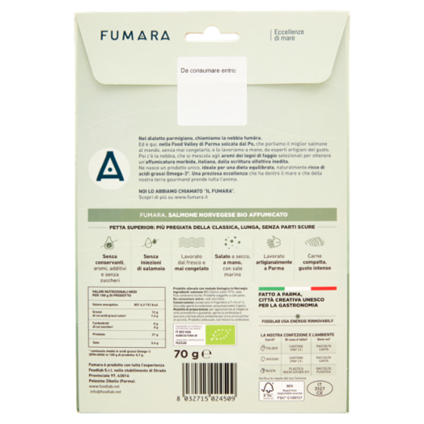 Fumara Salmone Norvegese Bio Affumicato Fetta superior 70 g