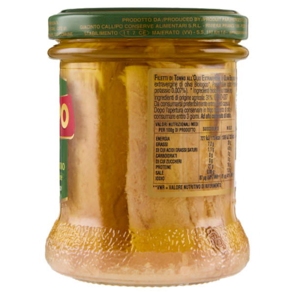 Callipo Filetti di Tonno all'olio extravergine di oliva biologico 176 g