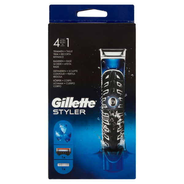 Gillette Rifinitore di Precisione Uomo per Barba e Corpo Styler 4in1, Rasoio e Rifinitura Contorni