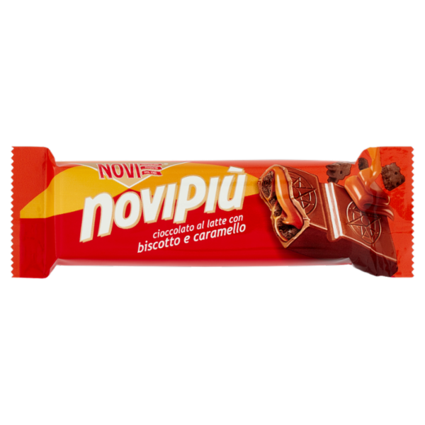 Novi novipiù cioccolato al latte con biscotto e caramello 35 g