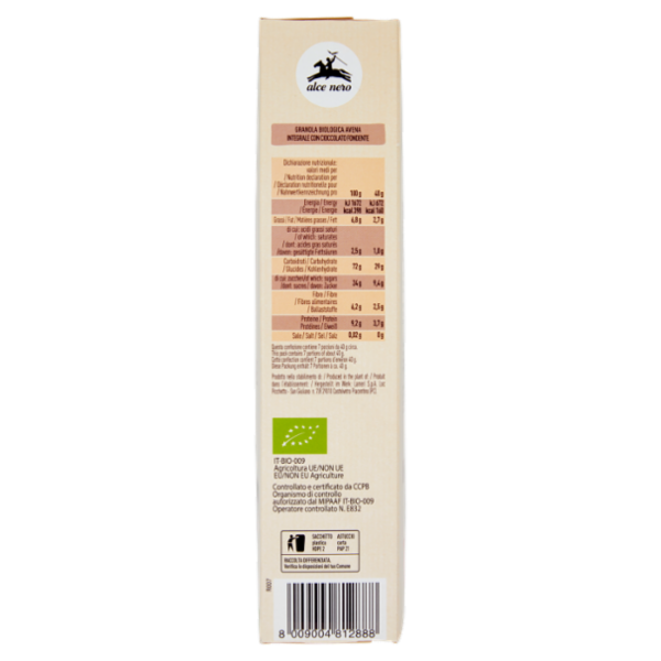 alce nero Granola Avena Integrale con Cioccolato Fondente 300 g