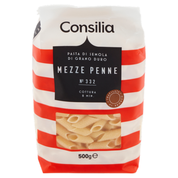 Consilia Pasta di Semola Trafilata al Bronzo Mezze Penne 500 g