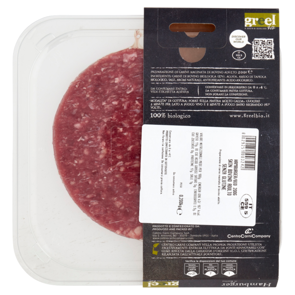 greel bio Hamburger di Bovino 100% biologico 0,200 kg