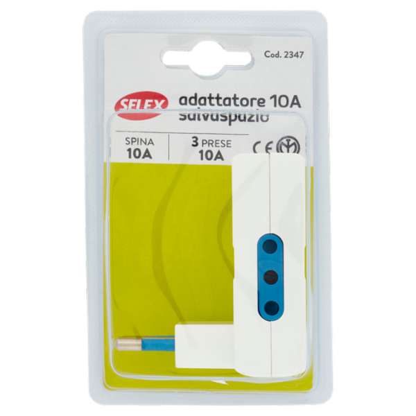 Selex Adattatore Multiplo Salvaspazio Spina 10A + 3 Prese 10A(Ita) Bianco
