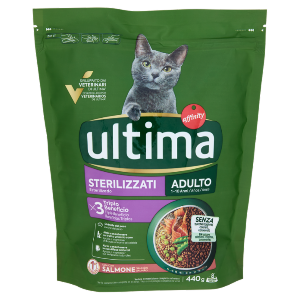 ultima Cat Sterilizzati Adulto 1-10 Anni con Salmone 440 g