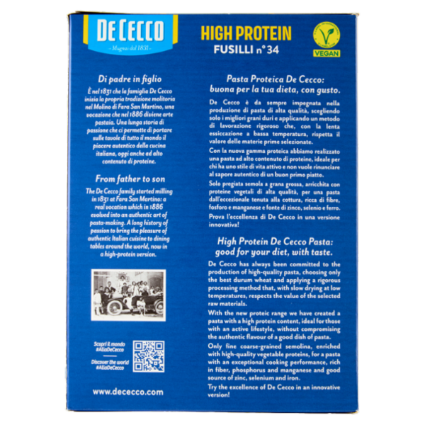 PDe Cecco High Protein Fusilli n° 34 400 g