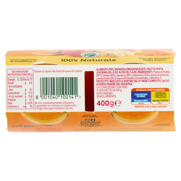 Plasmon la Merenda Omogeneizzato Frutta Mista 4 x 100 g