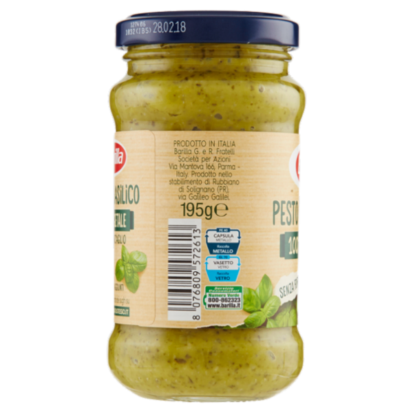 Barilla Pesto Genovese Vegan Condimento e Sugo per Pasta 195 g
