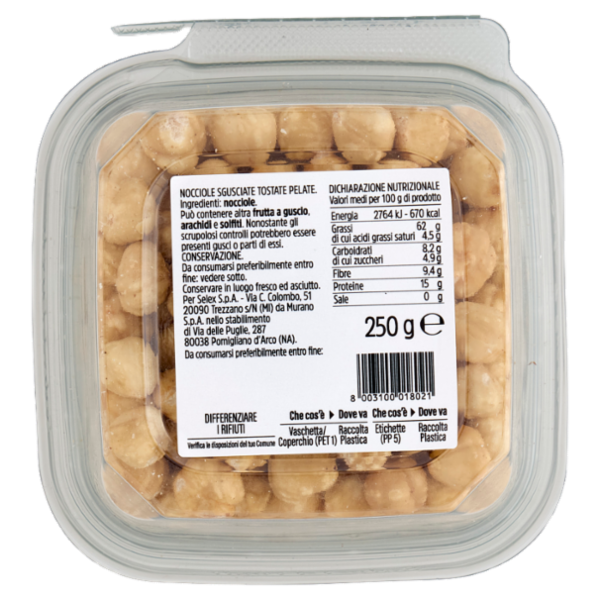 Selex Frutta Secca Nocciole Sgusciate e Tostate 250 g