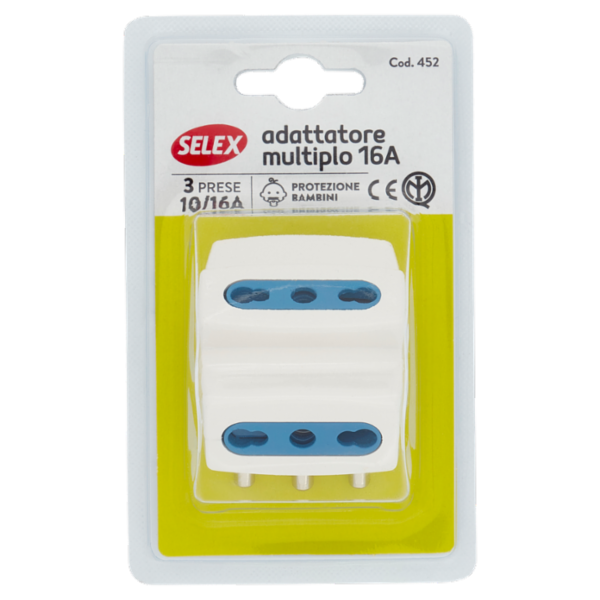Selex Adattatore Multiplo Spina 16A + 3 Prese Bivalenti Bianco