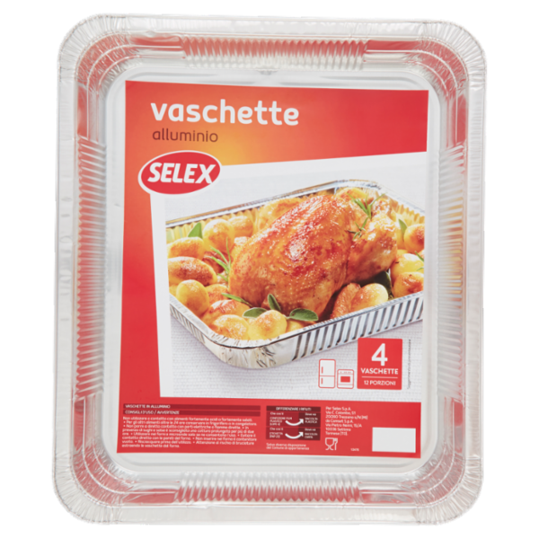 Selex Contenitore in Alluminio 40x33x5 cm 4 pezzi