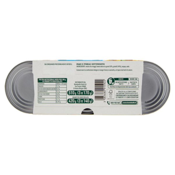 Bonduelle Mais Mix Mais e Piselli 3 x 170 g