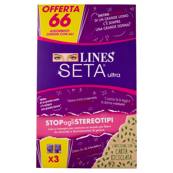 Lines Seta ultra Assorbenti Lunghi con Ali 66 pz