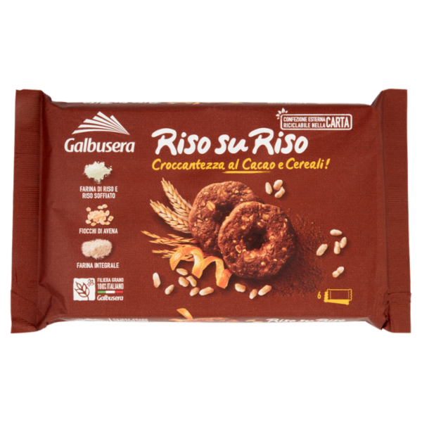 Galbusera RisosuRiso Croccantezza al Cacao e Cereali! 6 x 36,7 g