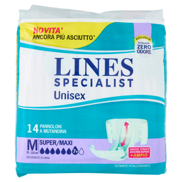 Lines Specialist Unisex Pannoloni a Mutandina M Super/Maxi 14 pz
