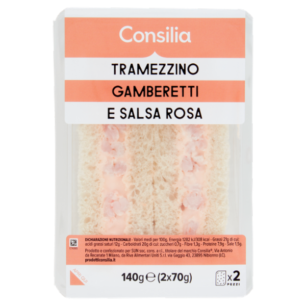 Consilia Tramezzini Farciti Gamberetti e Salsa Rosa 2x70 g