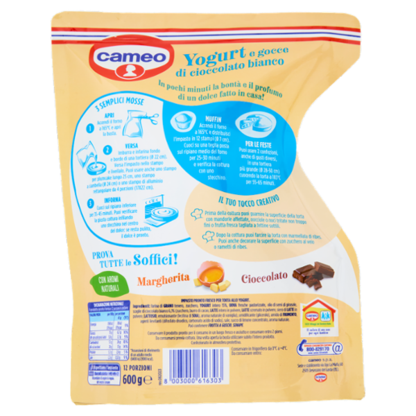 cameo le Soffici Yogurt e gocce di cioccolato bianco 600 g