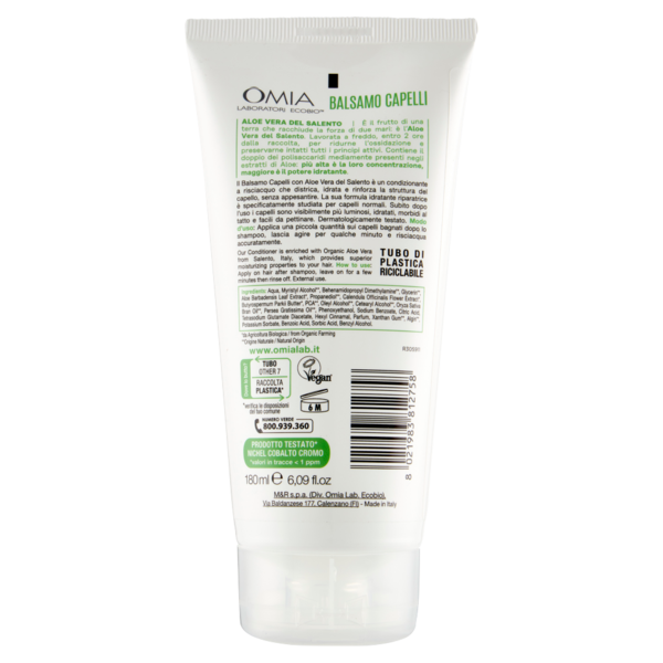 Omia Laboratori Ecobio Balsamo Capelli ecobiologico aloe vera del Salento Idratante 180 ml