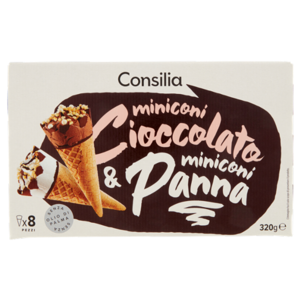 Consilia 8 Miniconi di Gelato Panna e Cioccolato 320 g