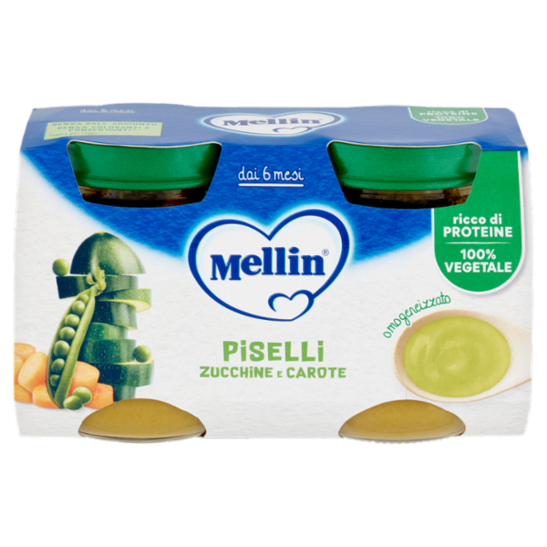 MELLIN Piselli, Zucchine e Carote omogeneizzato 2 x 130 g