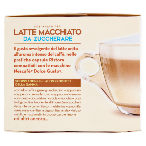 ristora Latte Macchiato da Zuccherare Capsule Compatibili con macchine Nescafè Dolce Gusto 10 x 13 g