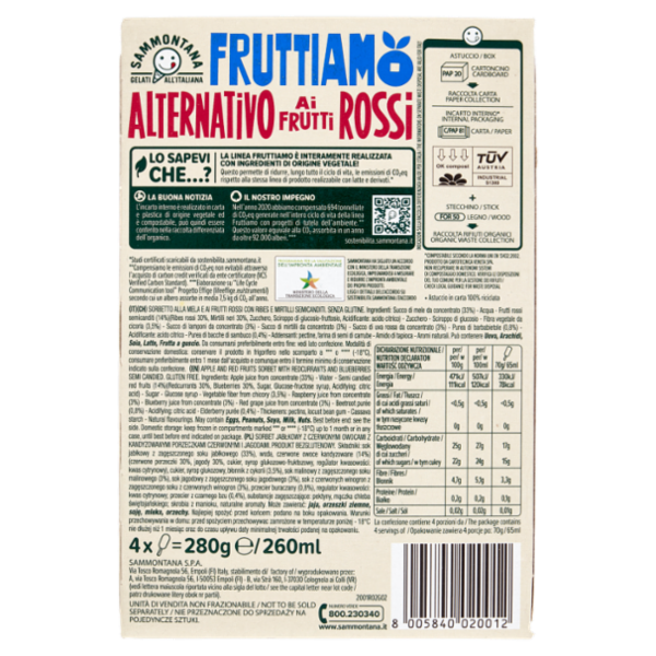 Sammontana Fruttiamo Alternativo ai Frutti Rossi 4 x 70 g