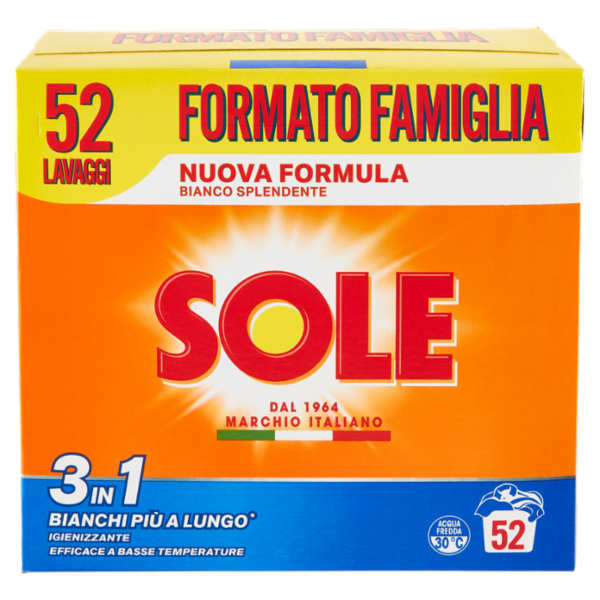 Sole Polvere lavatrice Bianco Splendente 52 lavaggi 2,6 kg