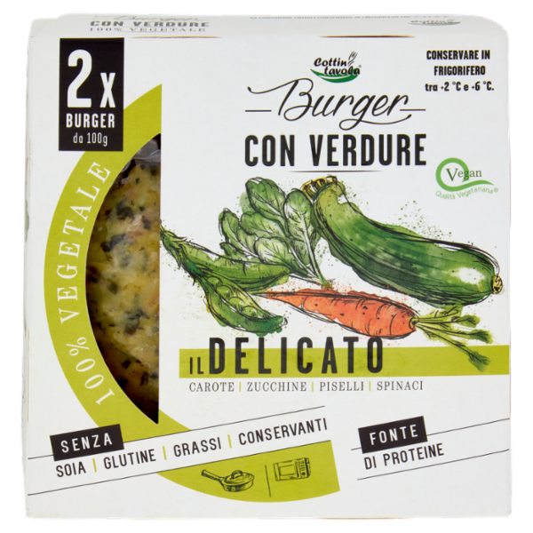 Cottin tavola 100% Vegetale Burger con Verdure il Delicato 2 x 100 g