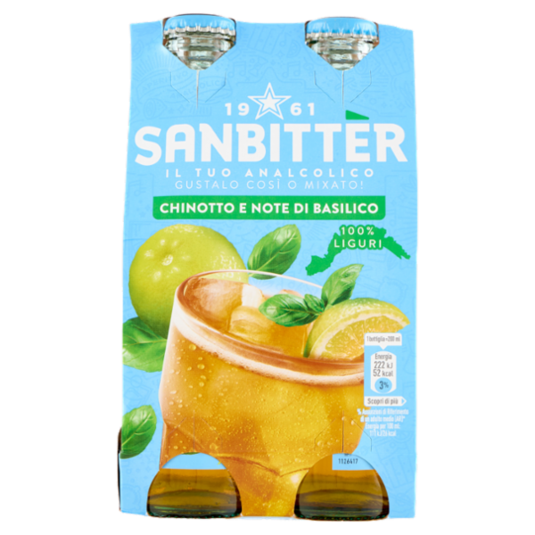 Sanbittèr, Chinotto e note di Basilico, Aperitivo Analcolico - 4 x 200ml