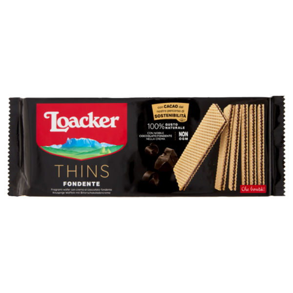Loacker Thins Fondente Wafer con crema al Cioccolato Fondente wafers 150g