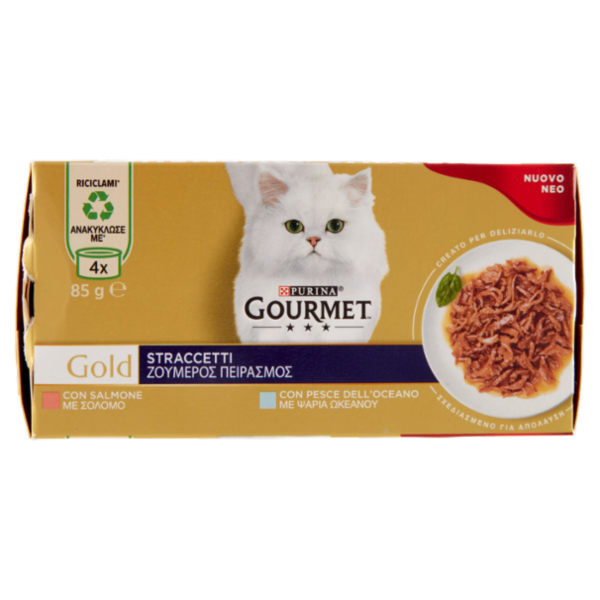 PURINA GOURMET Gold Straccetti Salmone / Pesce dell'Oceano 4 x 85 g