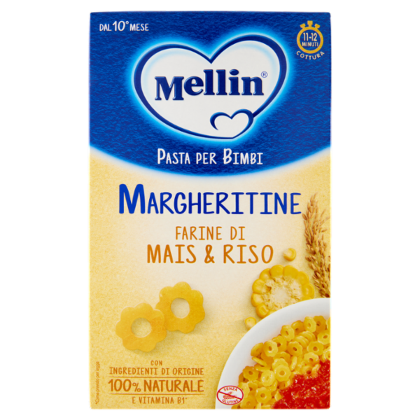MELLIN Margheritine con Farine di Mais e Riso, Pasta per Bimbi, dal 10° mese, 280g