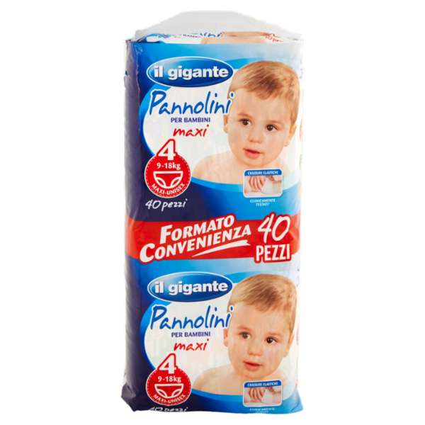 IL GIGANTE Pannolini per Bambini maxi 4 9-18kg Maxi-Unisex 40 pz