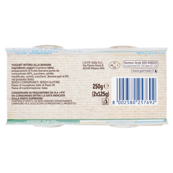 parmalat Yogurt Intero alla Banana Vellutato 2 x 125 g