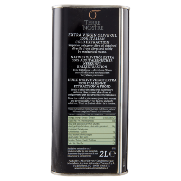 Terre Nostre olio extra vergine di oliva Filtrato 100% Italiano 2 L