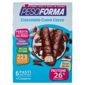 Pesoforma Cioccolato Cuore Cocco, Sostitutivo Del Pasto Ricco Di Fibre, 223 Kcal Per Pasto, 372g