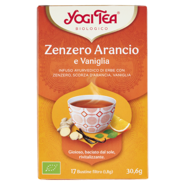 Yogi Tea Zenzero Arancio Bio infuso ayurvedico di erbe con zenzero, scorza d'arancia, vaniglia-30,6g