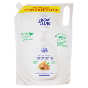 Fresh & Clean Sapone Liquido Idratante Con Olio Di Mandorla e Riso Ecoricarica 1000 Ml
