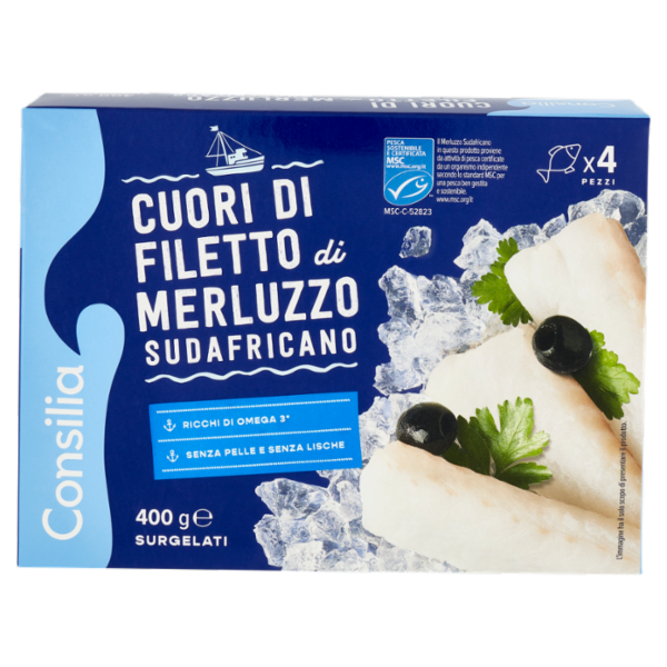 Consilia Cuori di Filetti di Merluzzo Surgelati 400 g