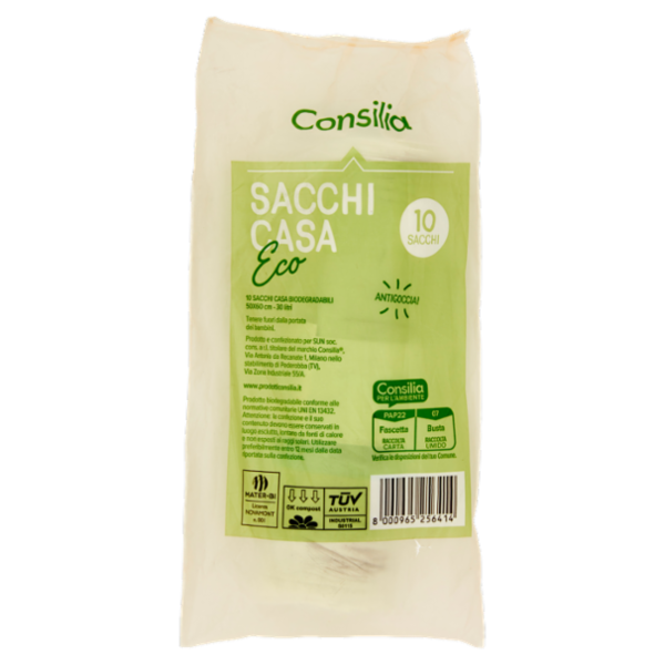 Consilia Sacchi Pattumiera Biodegradabili Antigoccia Cm 50X60 10 pezzi