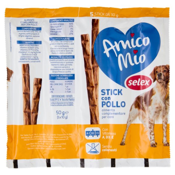 Selex Amico Mio Cane Stick con Pollo 5x10 g