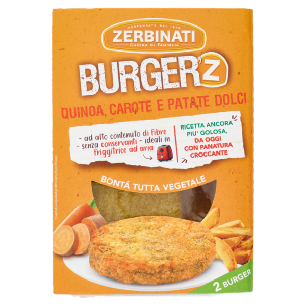 Zerbinati Burger'Z Quinoa, Carote e Patate Dolci 2 x 80 g