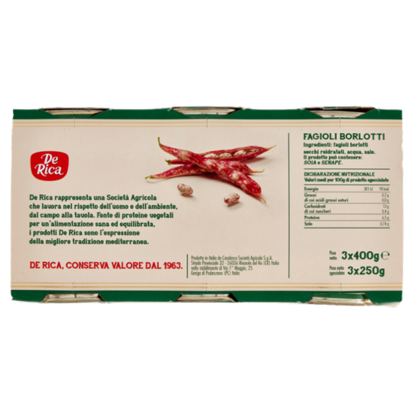 De Rica Borlotti 3 x 400 g