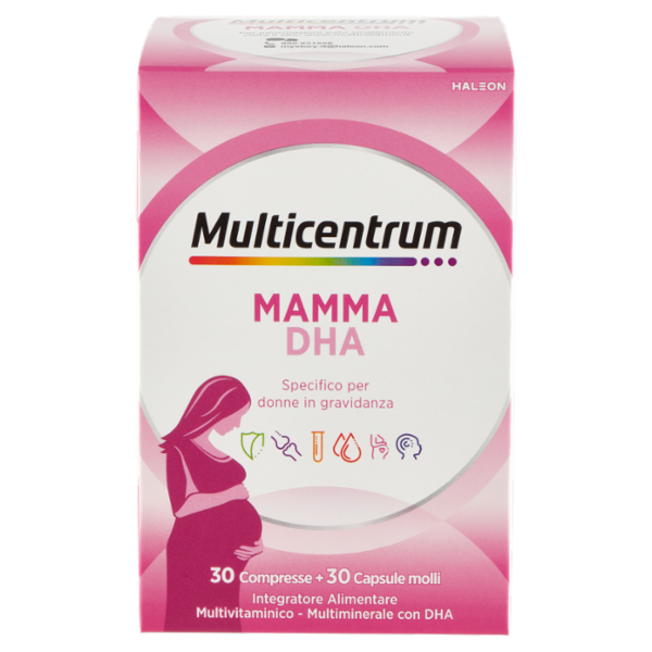 Multicentrum Mamma DHA Integratore completo con Acido Folico Donne in Gravidanza 30+30 compresse 52g