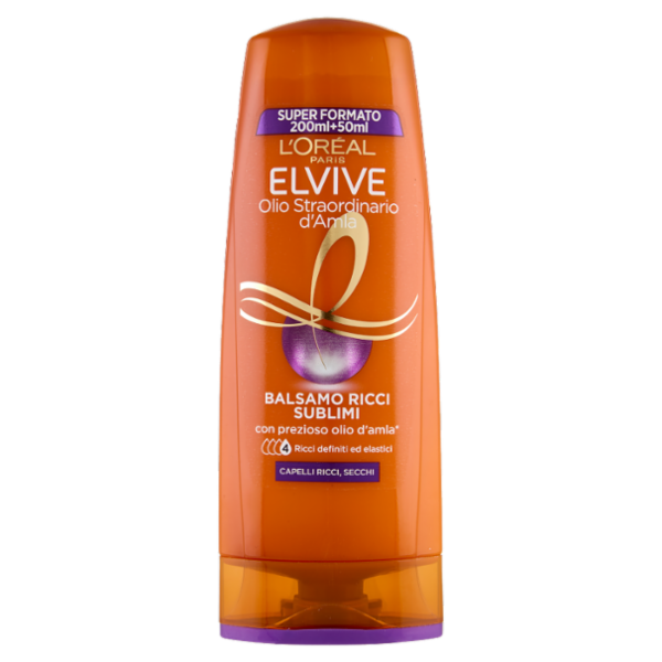 Elvive Olio Straordinario d'Amla Balsamo Ricci Sublimi, per Capelli Ricci e Secchi, 250 ml