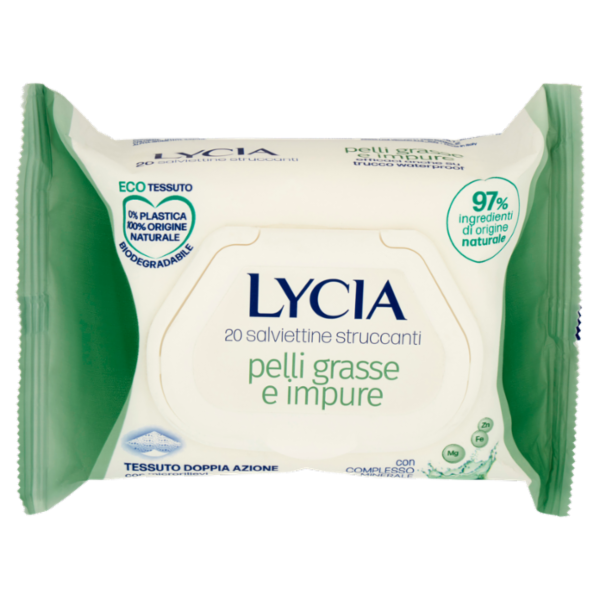 Lycia salviettine struccanti pelli grasse e impure con Complesso Minerale 20 pz